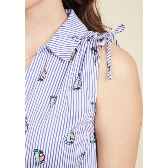 NEW Modcloth Striped Buttoned Tie Sailboat Top - Picture 4 of 6